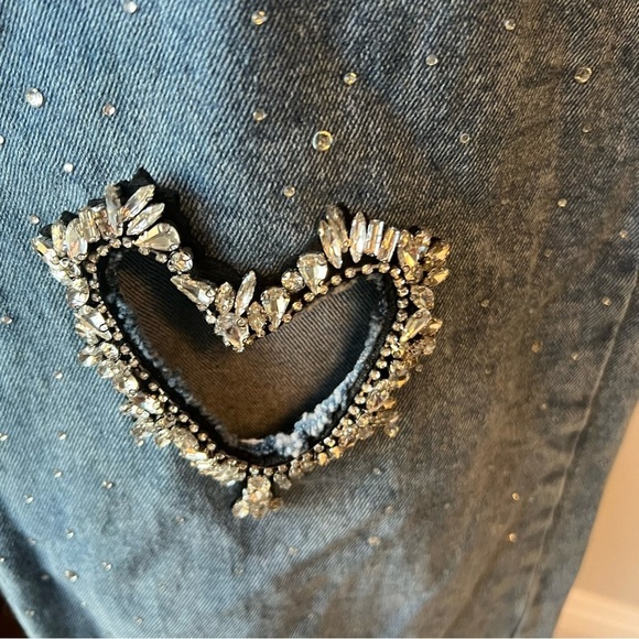 Stylish Rhinestone and Hearts High Rise Jean - Size Medium - Picture 5 of 12